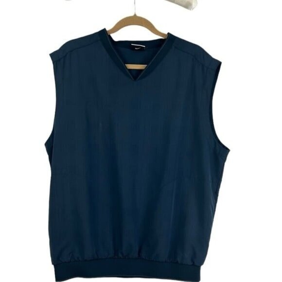 Nike Golf Men SZ XL Blue V-Neck Windbreaker Pockets Logo Outdoor Pullover READ - Picture 1 of 12